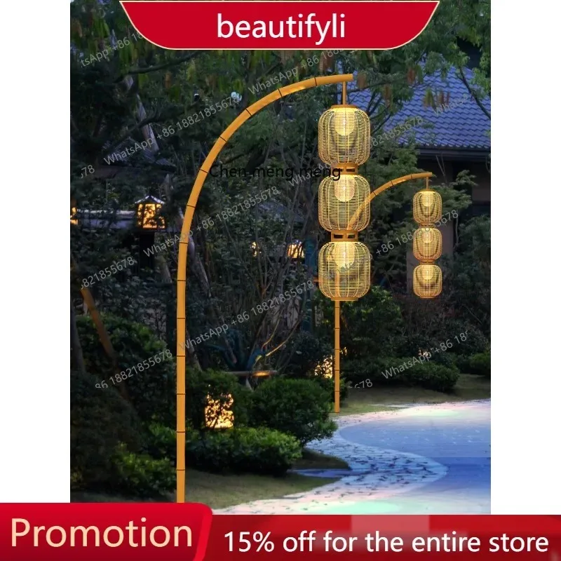 03 s51 Simulation bamboo high pole lamp outdoor homestay scenic garden lamp retro villa block landscape garden street lamp