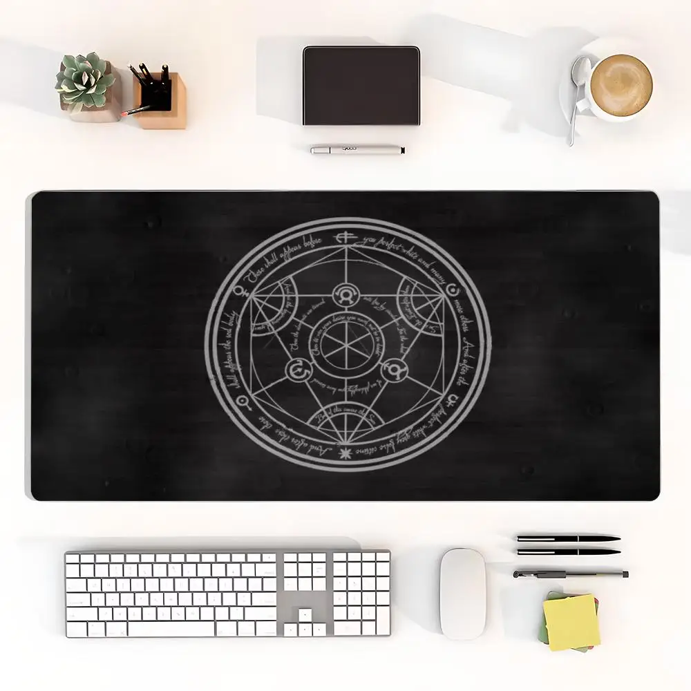 Mouse Pads Silver Gray Circular Magic Circle Simple Mysterious Rune Totem Playmat Games Laptop Bedroom Learning Game Card Pad