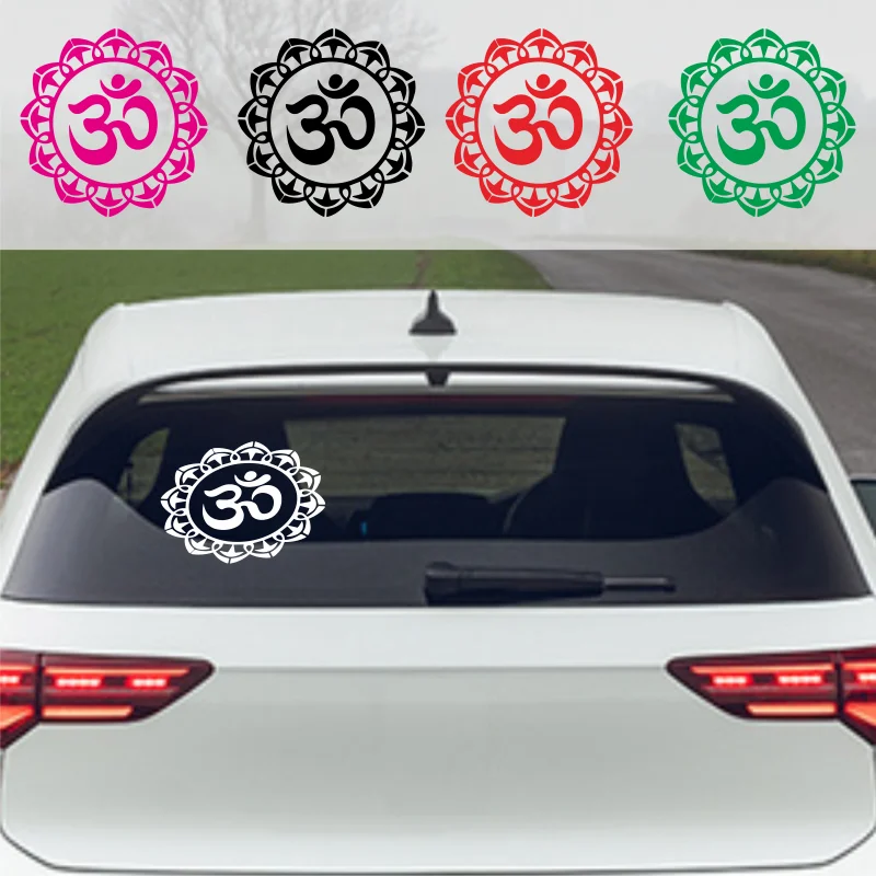 Adesivo refletivo com design de renda, efeito arco-íris, yoga, Buda, símbolo OM AUM, para carro, casa, parede, espelho # n325