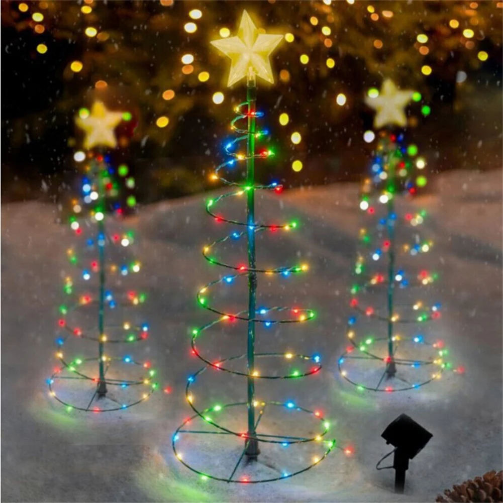 Guirxiété lumineuse solaire pour sapin de Noël, jardin extérieur, lampe au sol à LED, guirxiété lumineuse étanche, lumière du soleil de vacances, nickel é