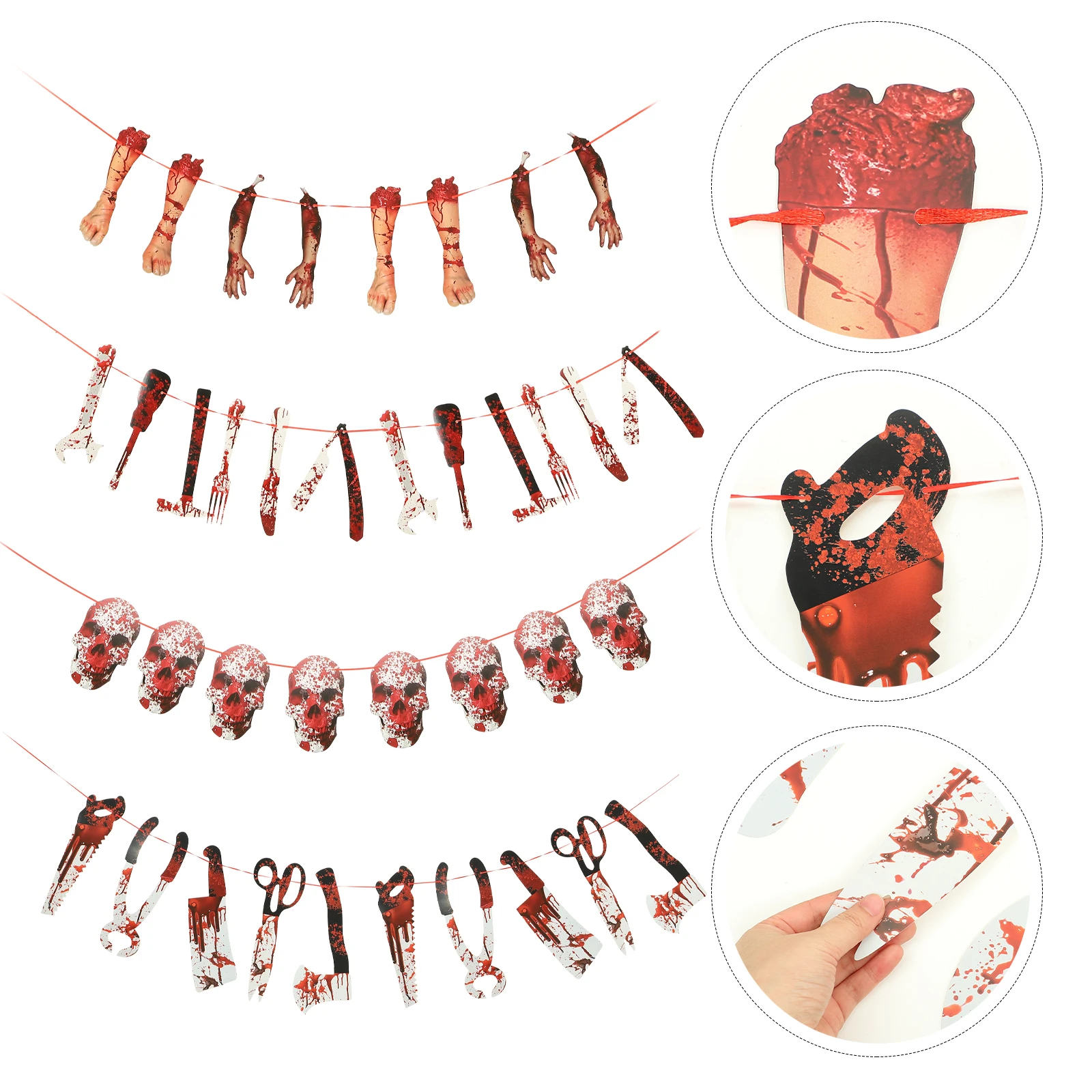 

4 set Halloween Banner Decorative Hanging Flags Party Supplies Outdoor Home Decor Horror Design String Flag Festival Decoration