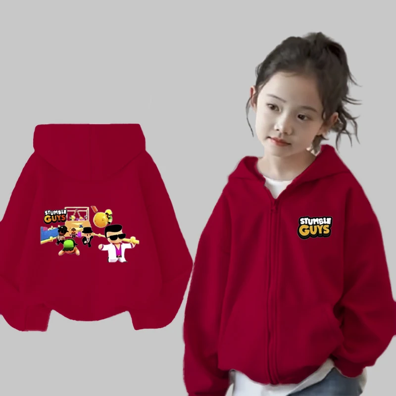 

Classic Game Children's Hooded Cardigan Boys' and Girls' Clothing 2-12-year-old Girls' Cute and Fun Top Printed Stumbling Guy