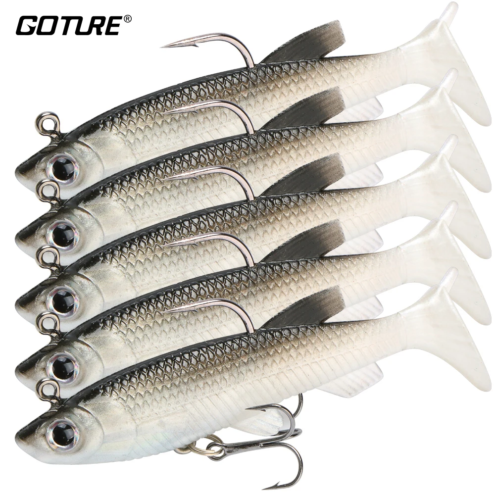 

Goture 5pcs/set Soft Fishing Lure Swimbait 8.4cm 10.7g Silicone Artificial Bait Lead Wobblers for Pike Fishing Tackles