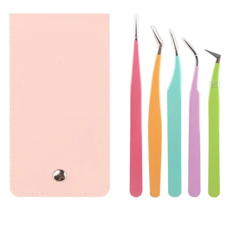 ABVJ-Volume Lash For Eyes For Extensions Eyelash Extension Tweezers 5Pcs Straight And Curved Lash Tools