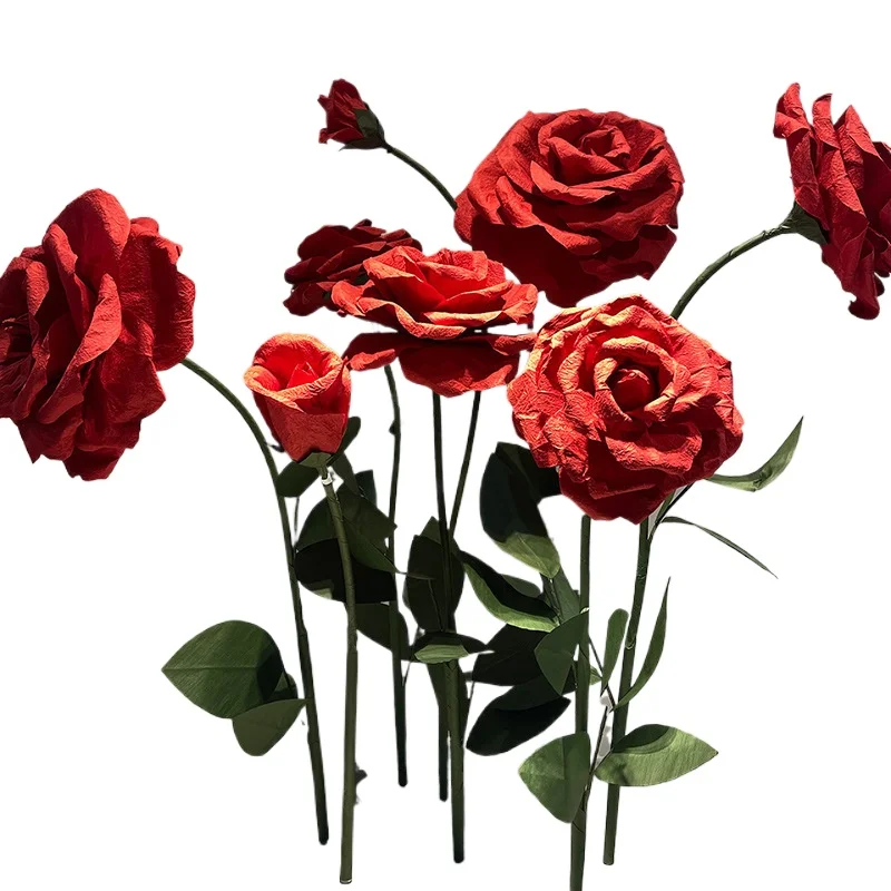 

Large rose simulation flower art wedding paper flower rose paper art finished window beautiful ornament wedding decoration