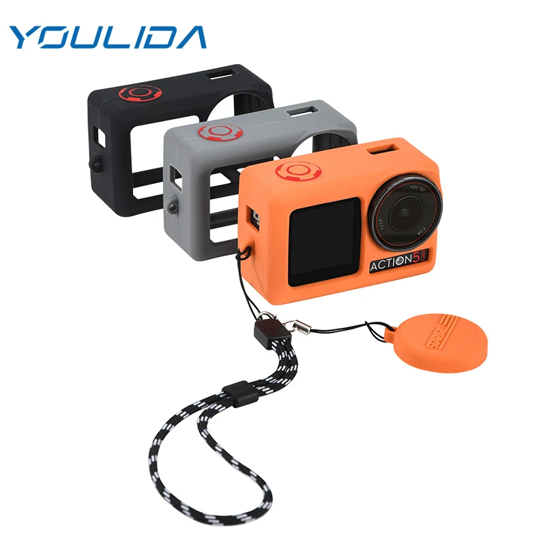 

For DJI Osmo Action 5 Pro Protective Cover Silicone Case Scratch-proof Lens Cap Protector Sleeve Hand Strap Camera Accessories