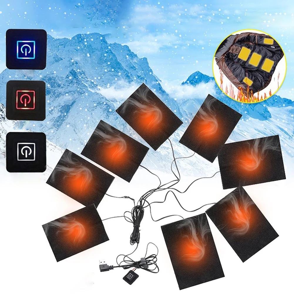 3-stufige Weste, Heizung, USB-Heizkissen, elektrisch beheiztes Pad für DIY-beheizte Kleidung für Outdoor, Winter, Camping, Wandern, Skifahren, Radfahren