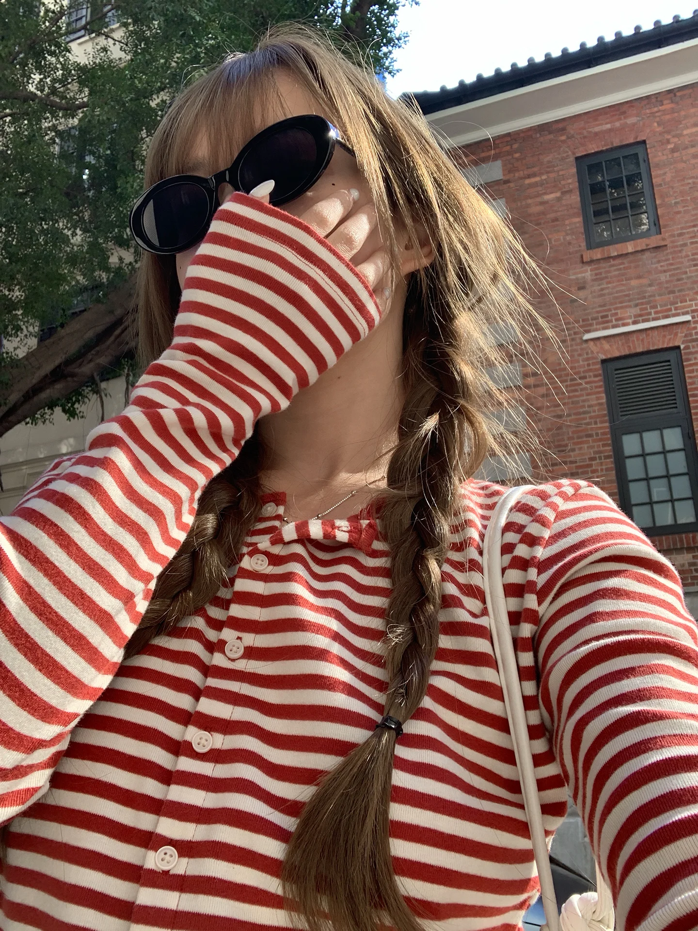 

YOYOZIZHI American Retro Striped Knitted Open Cardigan Women's Spring Summer New Outerwear Long Sve round Ne Pullover