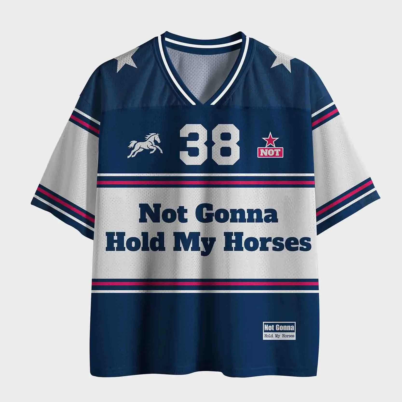 Trending Must‑have V‑Neck Mesh Sports Jersey Top Rated Western Horse Vintage Varsity Stripe 38 Star Print Short Sleeve Tops