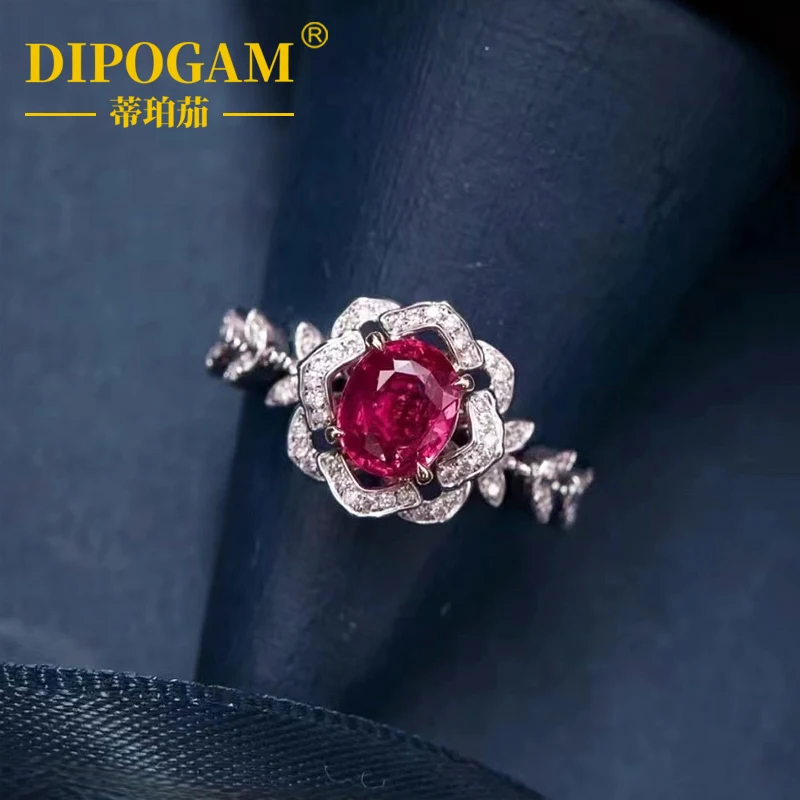 

S925 чистое серебро Mozart Red 46 очков-1.02 карата овальное яйцо в форме натурального голубя кроваво-красного рубина кольцо с цветным драгоценным камнем