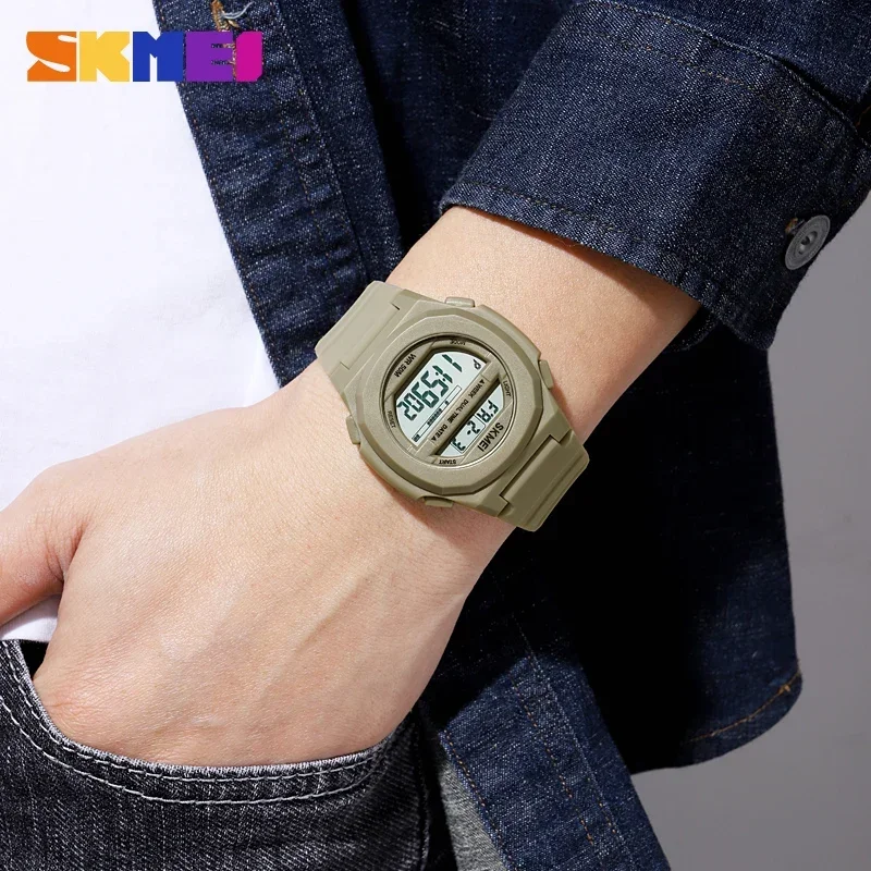 SKMEI1821 5Bar Waterproof Chrono Dual Time Wristwatch Male Clock reloj hombre Japan Digital movement LED Light Mens Sport Watche