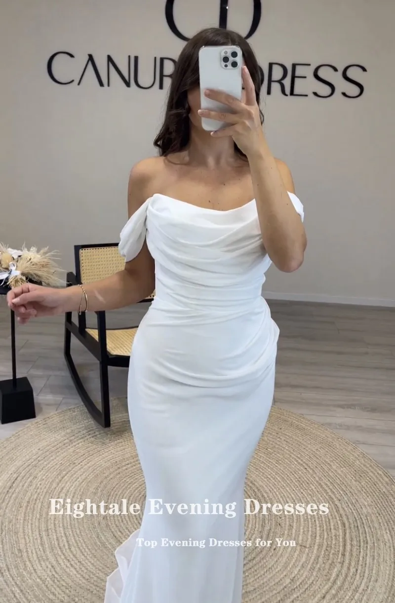 EPackage-Robe de Soirée en Mousseline de Soie pour Mariage, Tenue de Forme Sirène, Plissée Blanche, Personnalisée, pour Bal de Promo