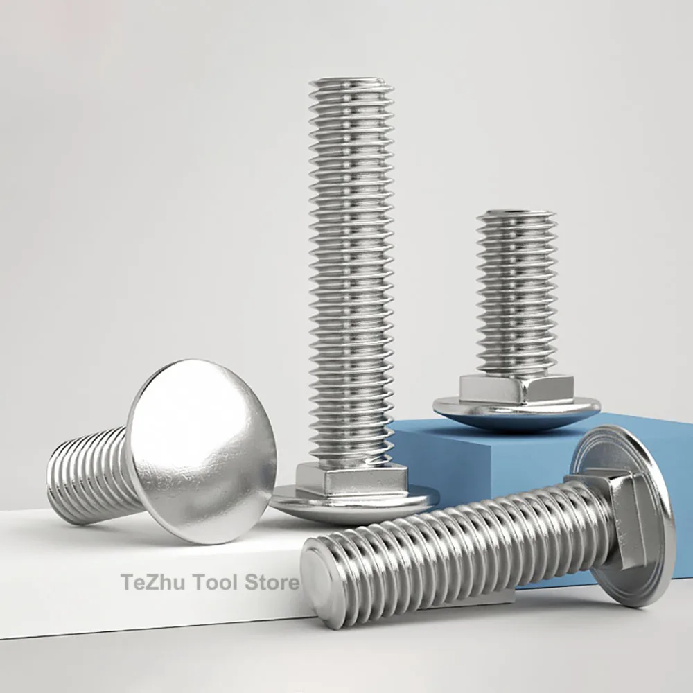 M3 M4 M5 M6 M8 M10 M12 304 Stainless Steel Truss Round Head Square Neck Carriage Screw Coach Bolt For Shelf Desk Length 10-100mm
