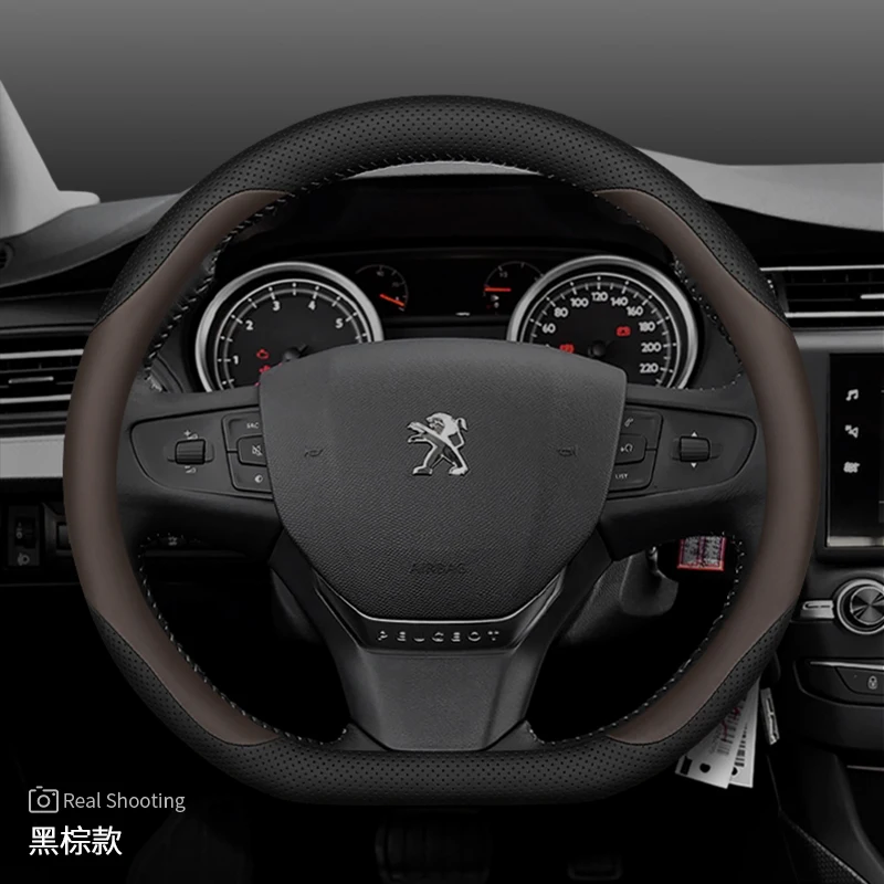 

Steering Wheel Cover for Peugeot 408 2008 308 3008 4008 5008 508L D-type Car Accessories Genuine Leather Non-slip Sweatproof