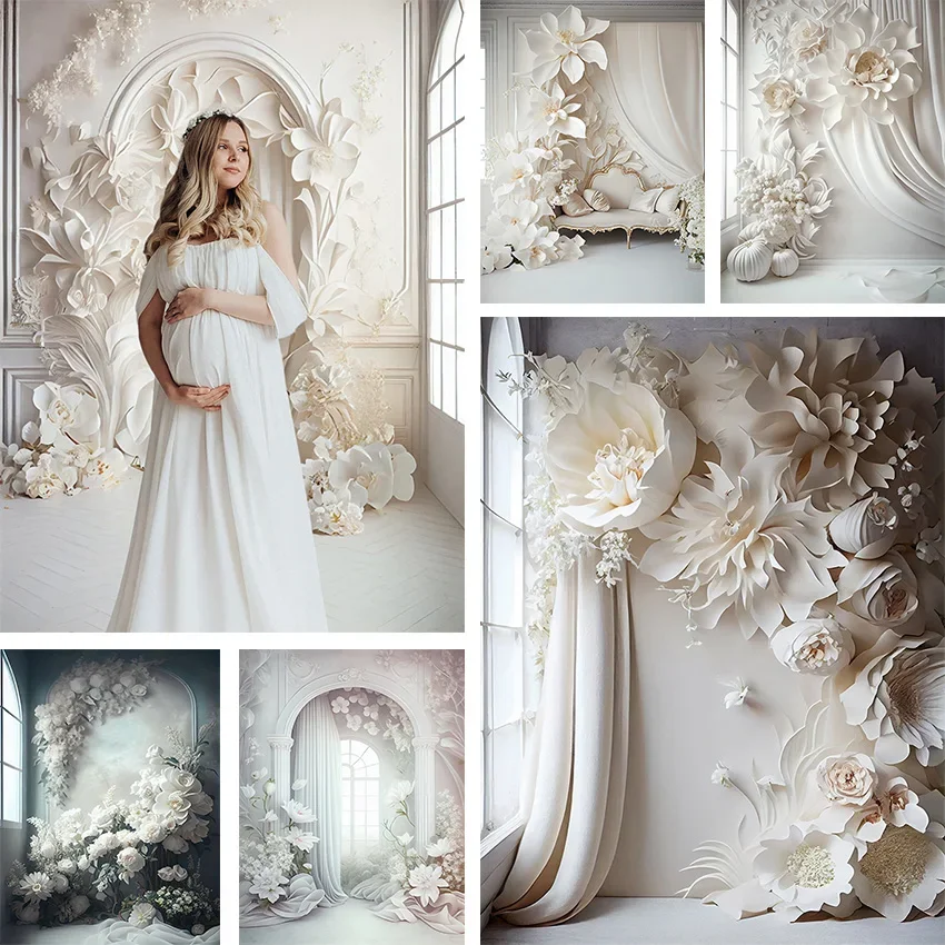 Mehofond Photography Background Retro White Flowers Adult Birthday Wedding Maternity Art Portrait Decor Backdrop Photo Studio