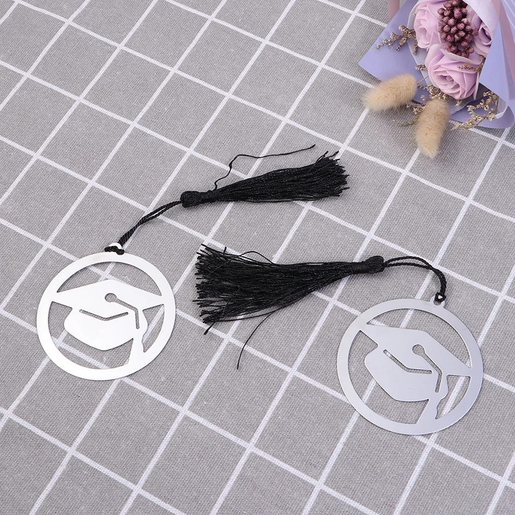6Pcs Stainless Steel Graduation Bookmarks Tassel Decorative Page-Markers Student Reading Lightweight Book Markers