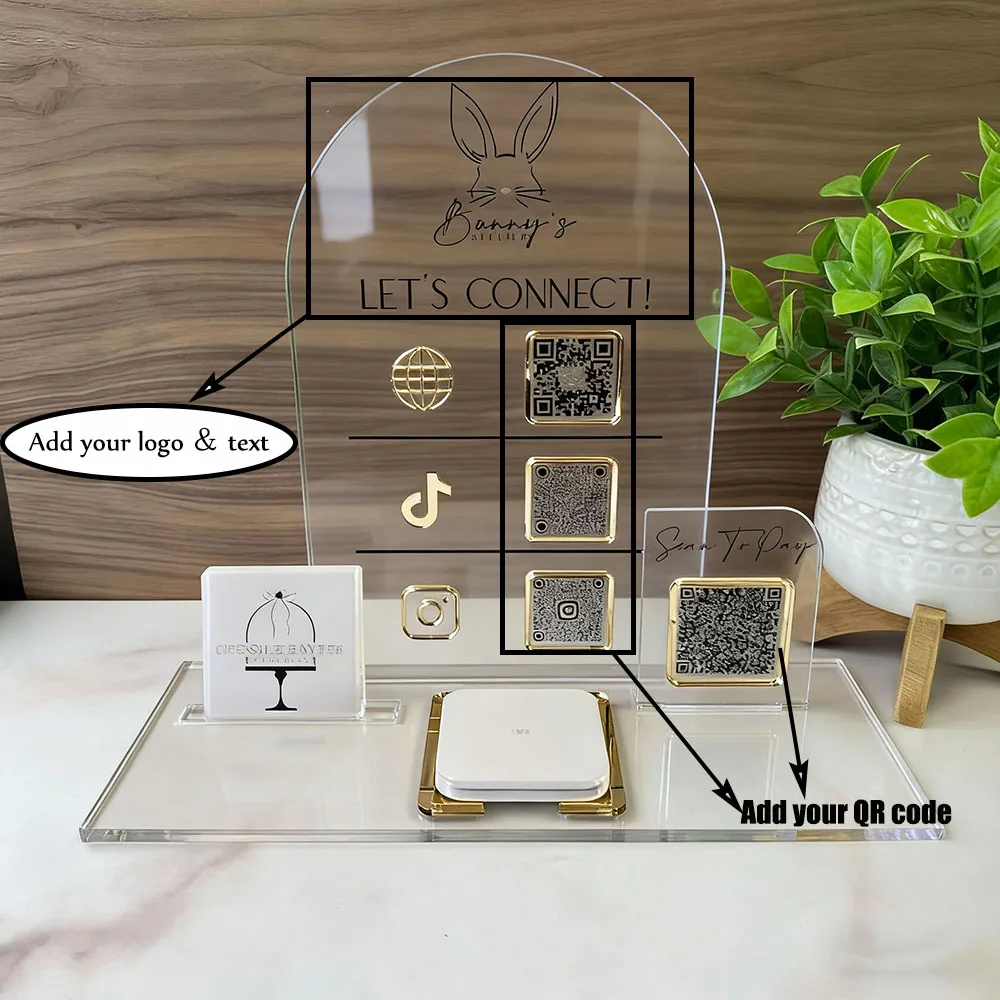 Señal de medios sociales con código multi QR, Mini señal de código QR personalizada, señal de pago de belleza para uñas de salón, para marketing de marca
