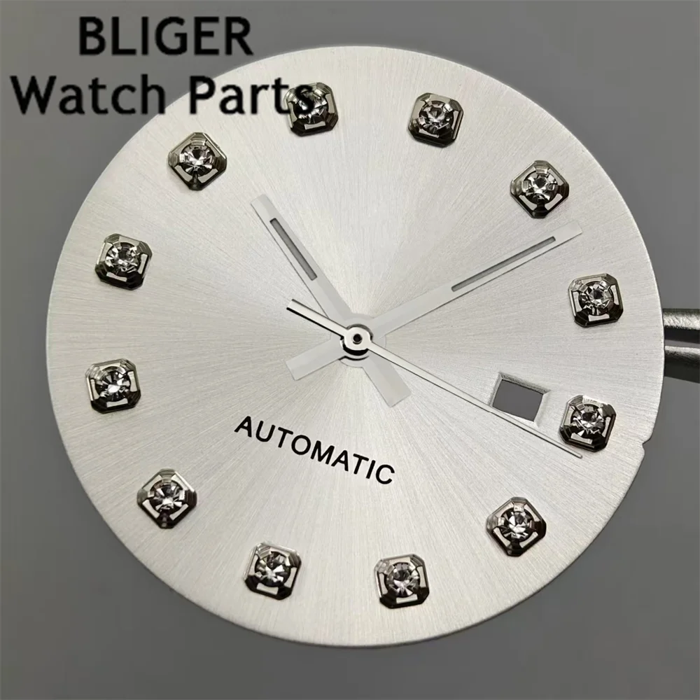 BLIGER 24.5mm Watch Dial Hand Set White Brown Purple Gray Rose Gold Gold Dial Roman Diamond Index Fit NH05 Movement Women\'s Dial