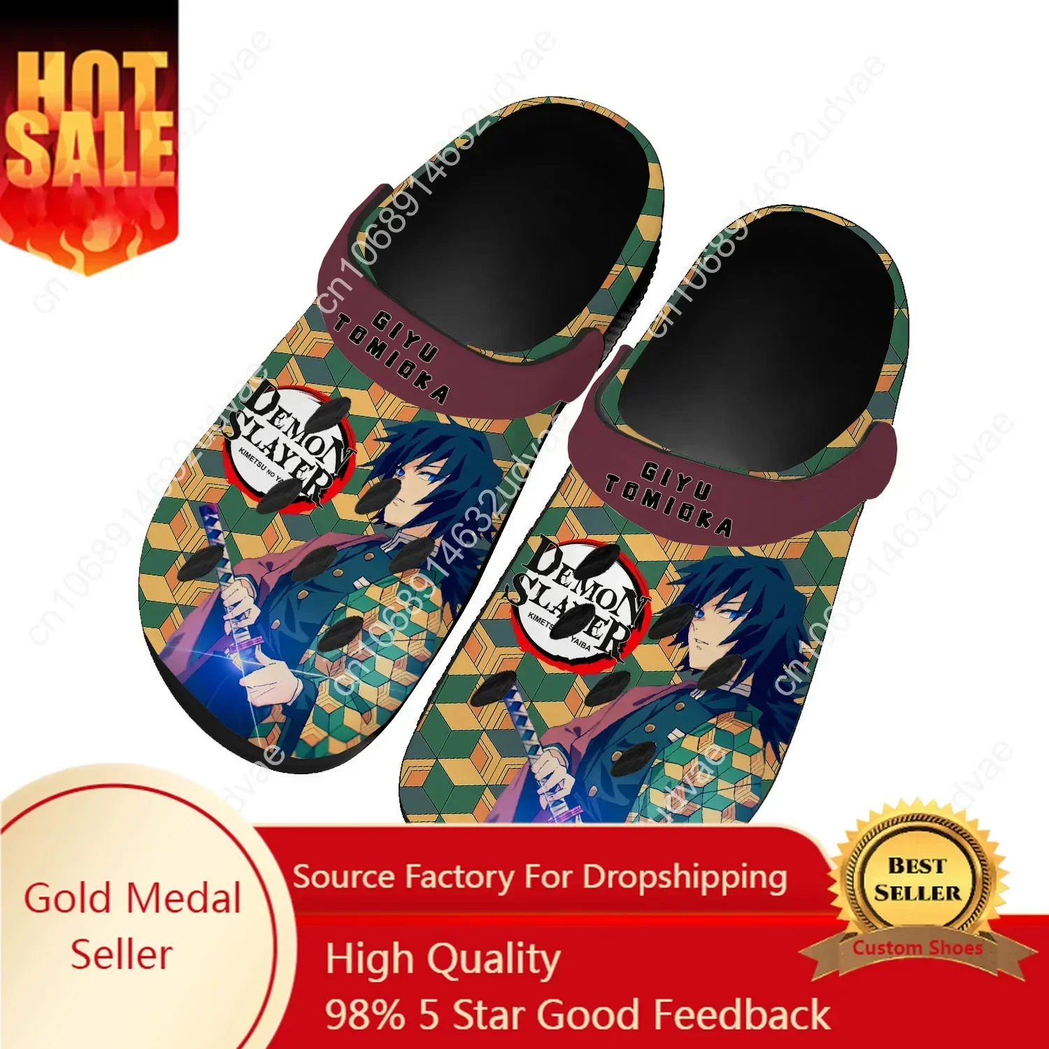 Giyu Tomioka water hashira  Demon Slayer Kimetsu No Yaiba Home Clogs Custom Water Shoes Mens Womens  Clog Beach Hole Slipper