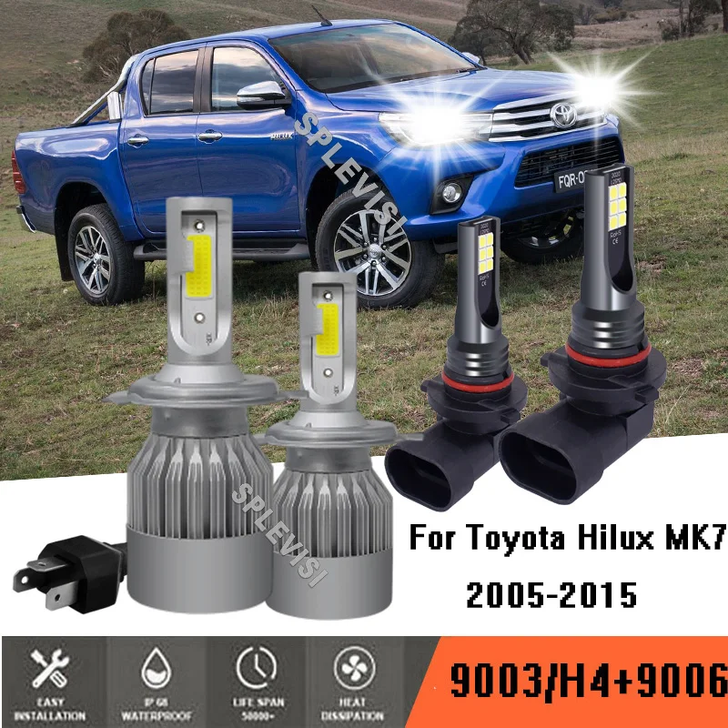 

4Pc HID White Hi Low Beam Fog Headlight Bulb Kit Car Auto Light For Toyota Hilux MK7 2005-2015 2006 2007 2008 2009 2010 2011