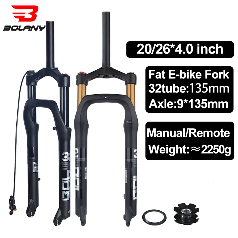 BOLANY Snow Bike rim Suspension fork 20/26inch Aluminum Alloy Air pressure Quick Release Bicycle Fork for fatbike 26x4\