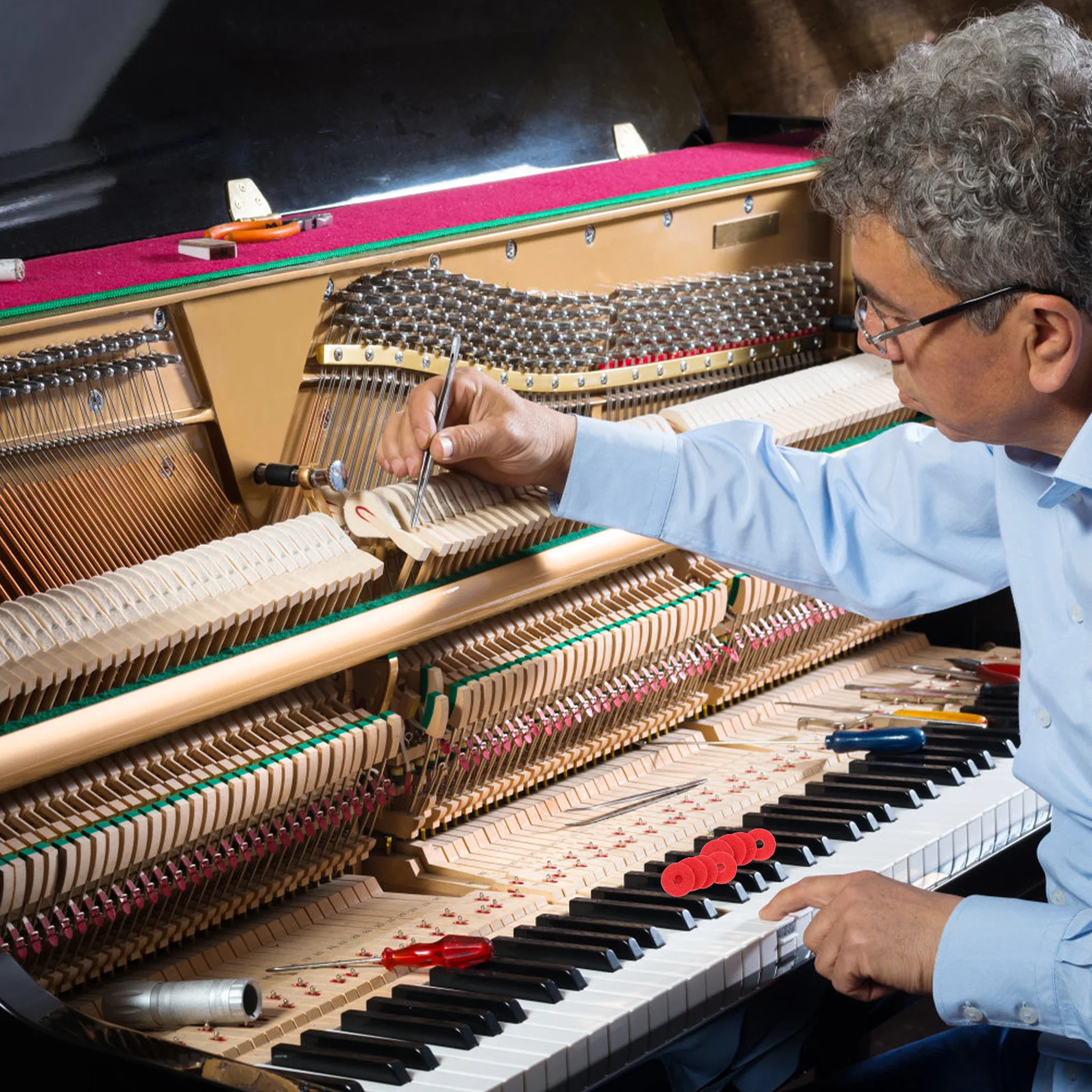 

90Pcs Piano Accessory Wool Pads for Regulating Repair Parts Cushions Front Rail Balancing Maintenance Supplies