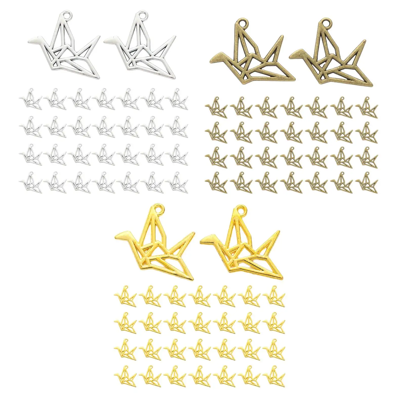 30x Origami Crane Charms 3D Paper Crane Charm for Bracelets Choker Handmade