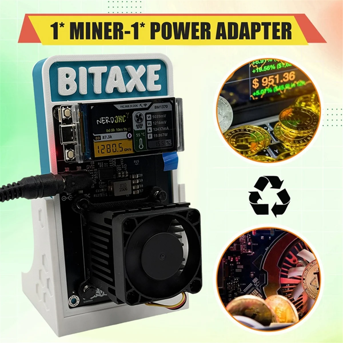 A49T Gamma 601 1200GH/S 1.2TH/S BTC Solo Miner 18-22W BM1370 Asic من Antminer S21 Pro Crypto Miner UK PLUG