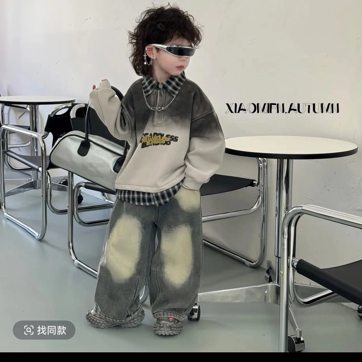 2 PCS set Autumn Winter Baby Boys Clothing Thick Fake two-piece Shirts Top+Jean Pant Kids Suit Children Handsome Streetwear