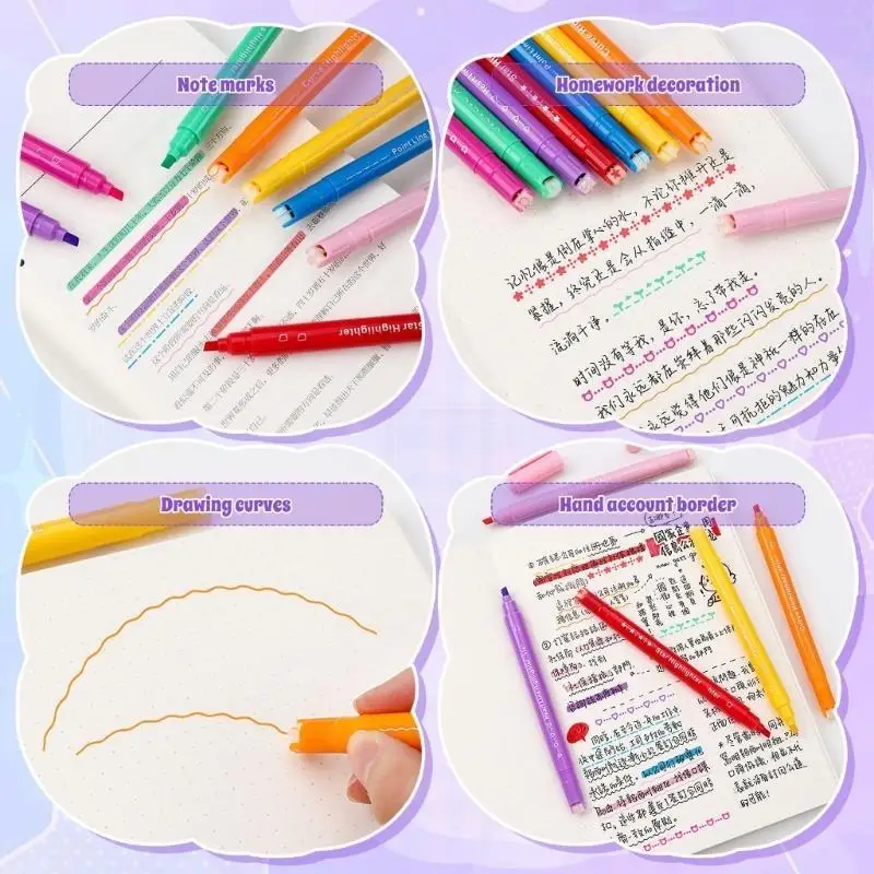 

D08B 8 Pack Double Headed Roller Pens Set With Vibrant Color And Ergonomic Designs