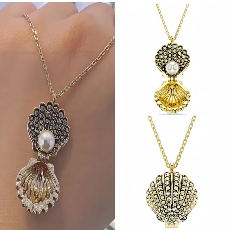 

High quality S925 pure silver shell necklace with niche design, personalized and fashionable pearl collarbone chain