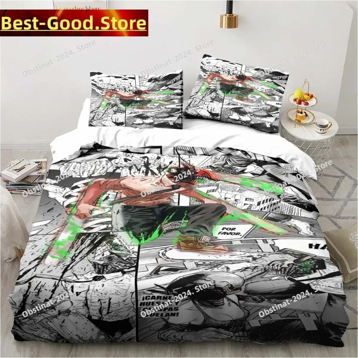 

Chainsaw Man Lovely Bedding Set Printed Bed Set With Pillowcase Bed Duvet Cover Soft Single Double Queen Super King Size 3 Piece