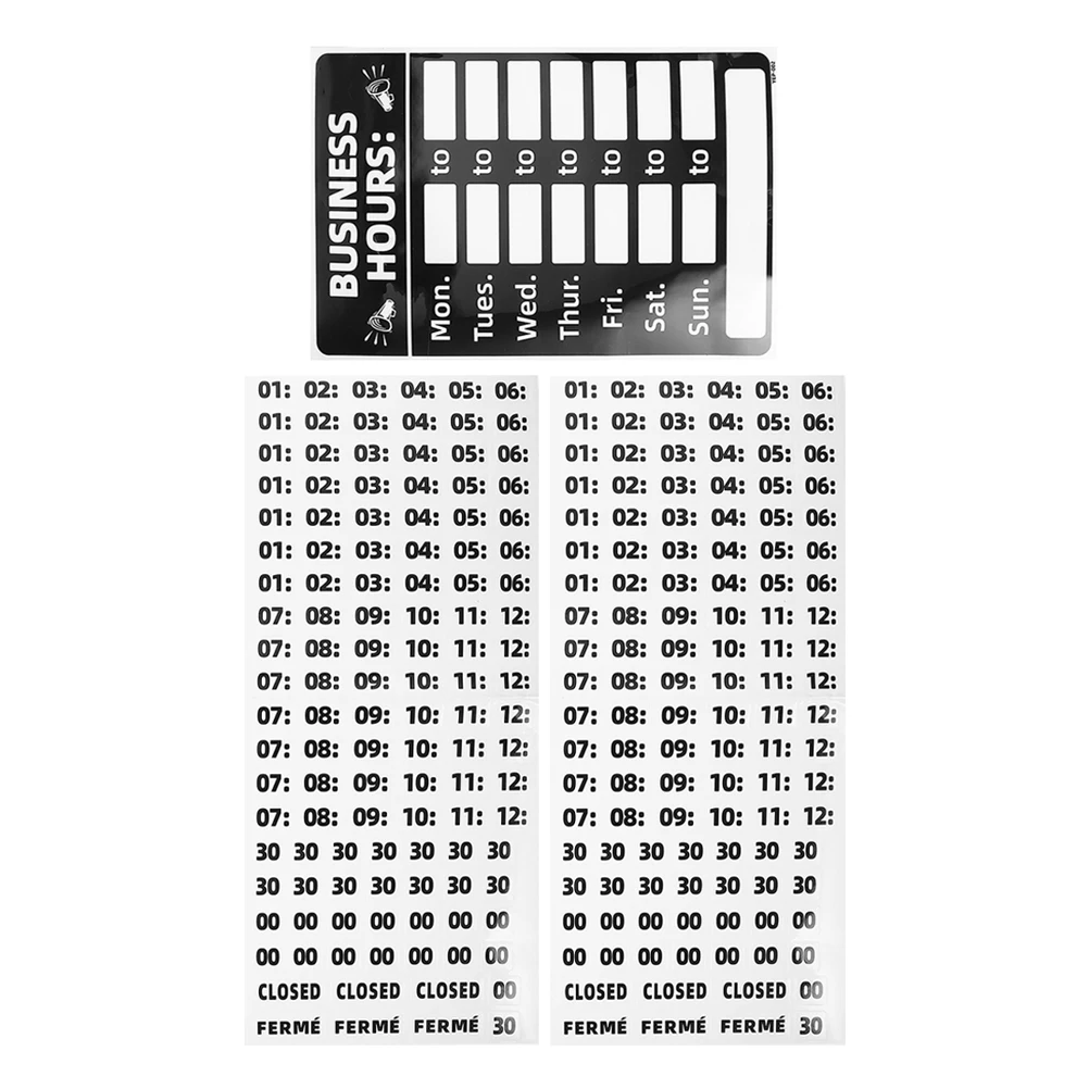 

1 set Business Hours Sign PVC Erasable Operation Signs for Office Restaurant Store Glass Door Hanging Desk Items