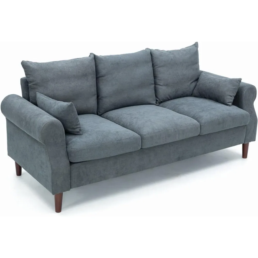 Modern 3-Seat Sectional Sofa with Solid Wood Legs, Comfortable Living Room and Bedroom Couch, Suitable for Apartments