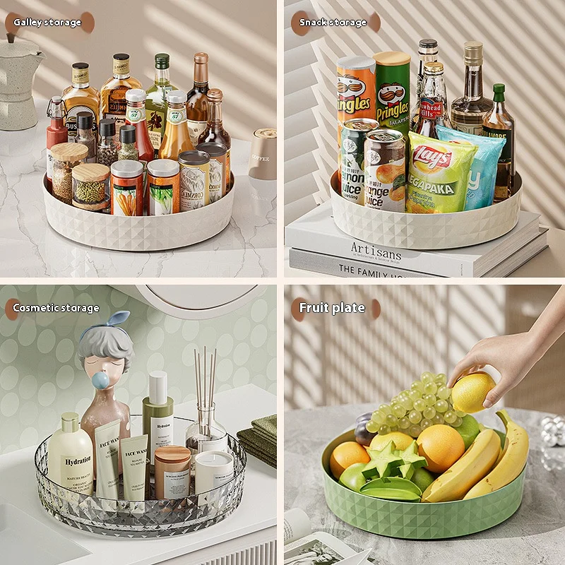 360 Degree Rotating Kitchen Organiser Bathroom Cosmetic Carousel Storage Tray Condiment Tray Piece Cosmetic Carousel Organiser