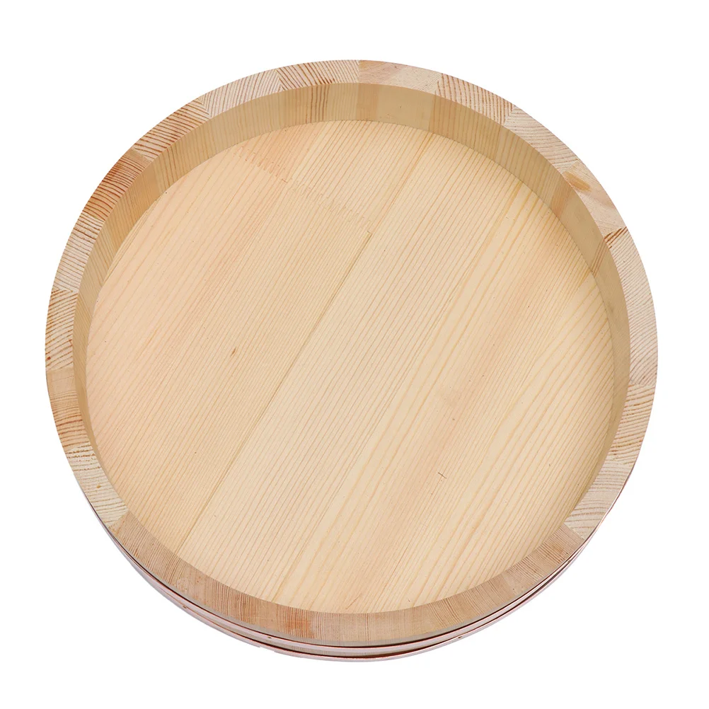

Traditional Japanese Wooden Sushi Bowl Hangiri with Lid Rice Mixing Bucket for Sushi Making Natural Wood Grain Container Oke
