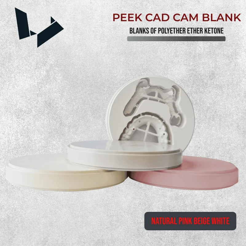 Peek Single Shaded Disc 98mm Nature Beige Pink White Dental Cad Cam Disc