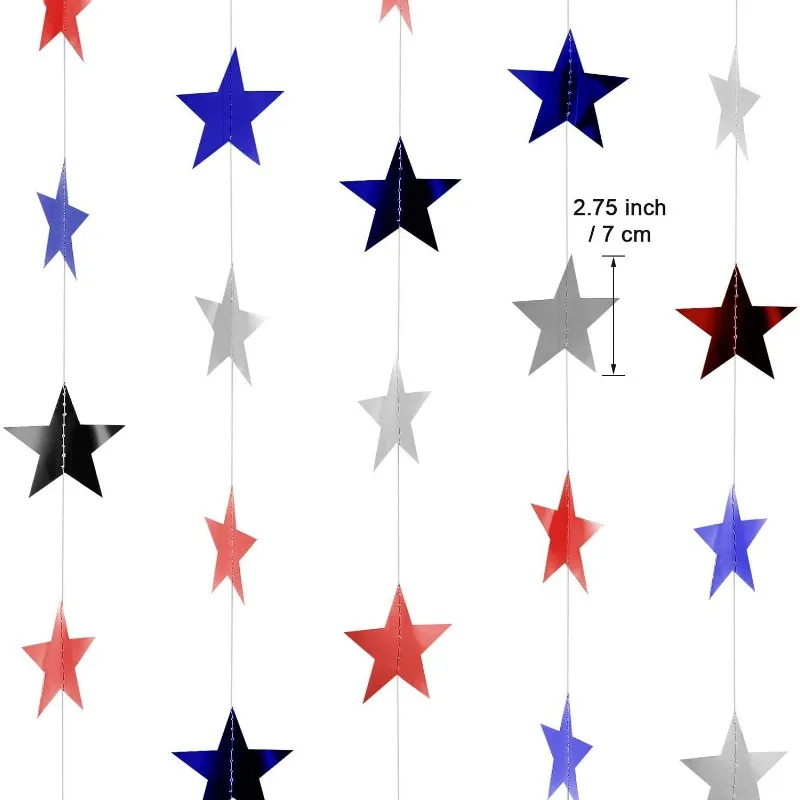 4M Bright Gold Silver Paper Garland Star String Banners Wedding Birthday Banner Home Wall Hanging Decoration Baby Shower Favors