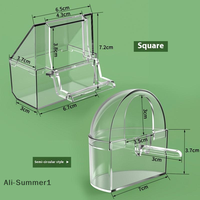 【E】Transparent Parrot Feeder Bird Food Bowl Hangable Detachable With Stand Prevent Scattering Dispenser Parrots Food Container