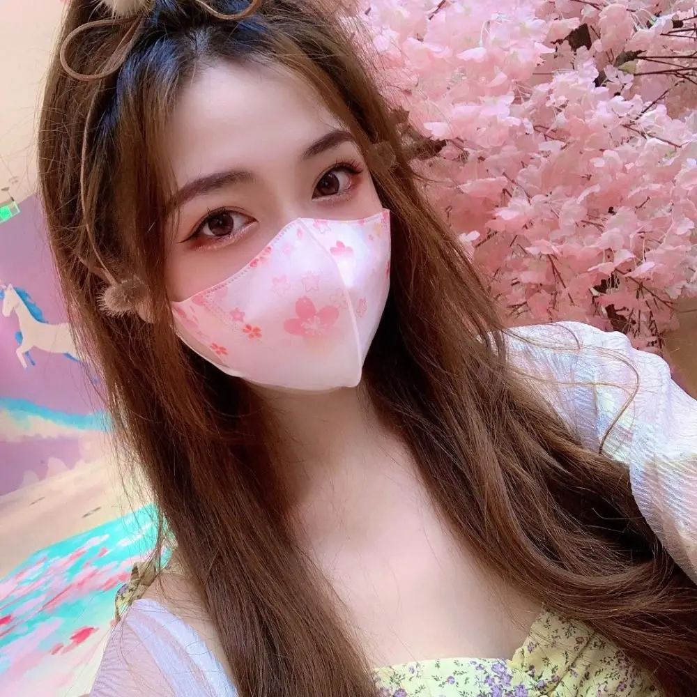 10pcs Gradient Print Color Disposable Face Mask 3D Design V-face Anti Dust Mask 3layer Protective Face Cover Women Female