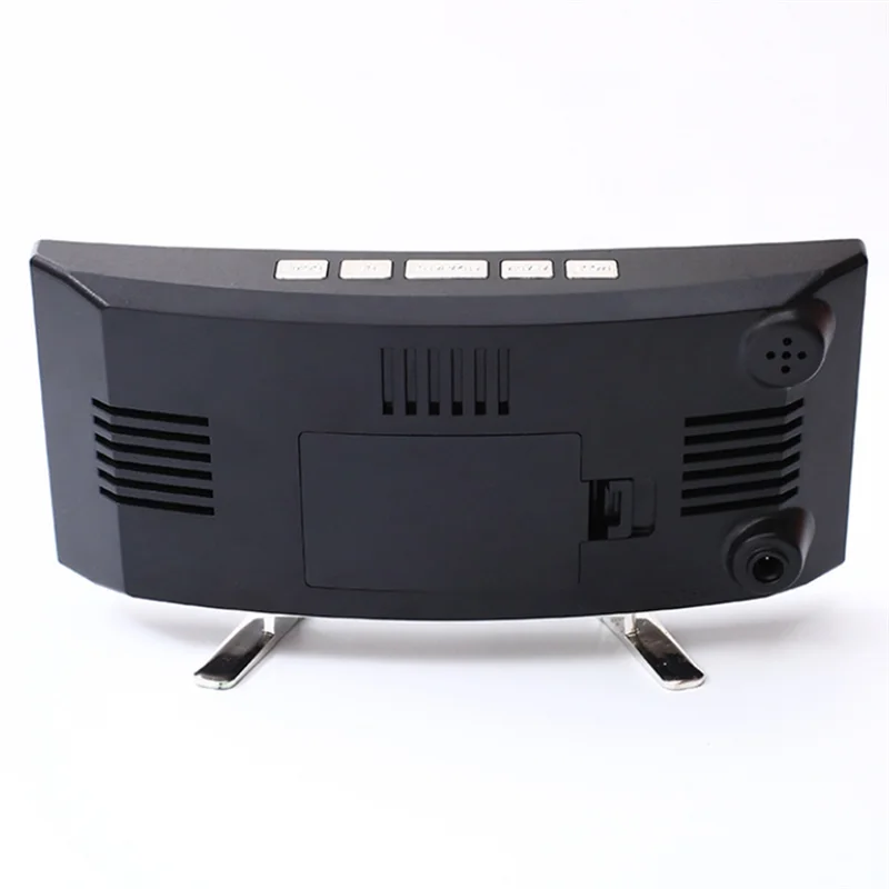 

ABUO-Curved Screen LED Clock Multi-Function Clock 7816 Mirror Digital Alarm Clock Withtemperature Andhumidity Display