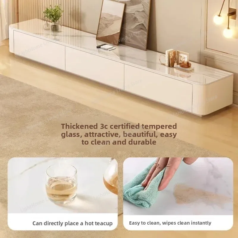 

Nordic Cream Wind TV Cabinet Landing Coffee Table Light Luxury Modern Living Room Home Rock Panel TV Cabinet House Furniture