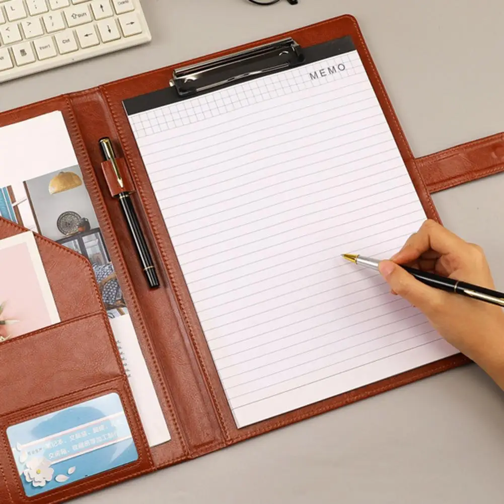 حافظة ملف حلقة القلم المهنية فو الجلود محفظة الأعمال الموثق ل A4 حجم الرسالة المفكرة استئناف لوحة الكتابة للمكتب