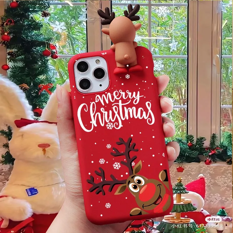 Cute 3D Reindeer Santa Claus Case For Realme C53 C15 C11 C25 C12 10 C21Y C25Y C30 C33 C35 C55 C67 C20 C51 C63 C61 C65 Note 50