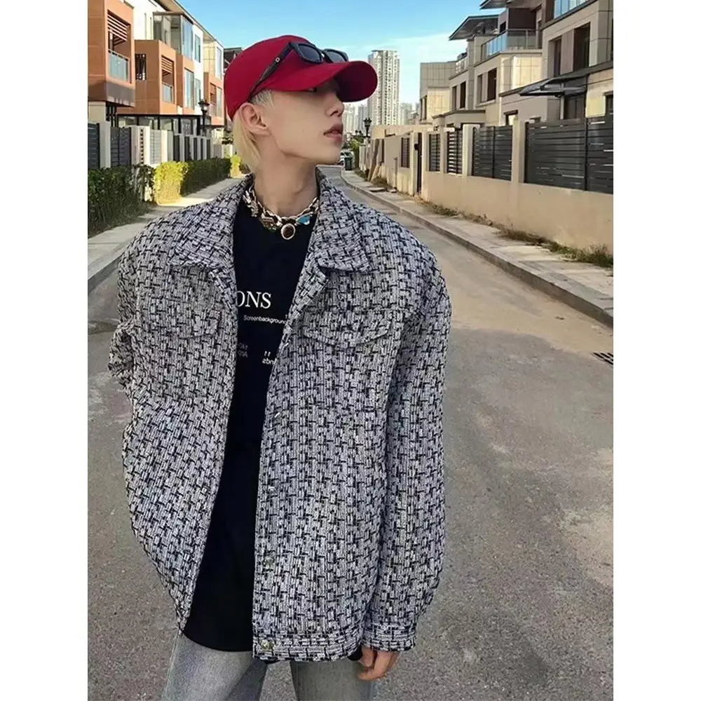 ملابس خارجية غير رسمية منقوشة Jaet للرجال فضفاضة مناسبة للخريف من قماش البوليستر الشبابي بدون حامل داخلي Sve #4