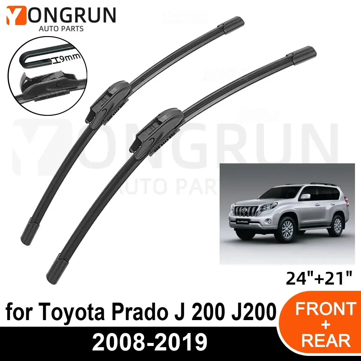 

Front Wipers For Toyota Prado J 200 J200 2008-2019 Wiper Blade Rubber 24"+21" Car Windshield Windscreen Accessories 2017 2018