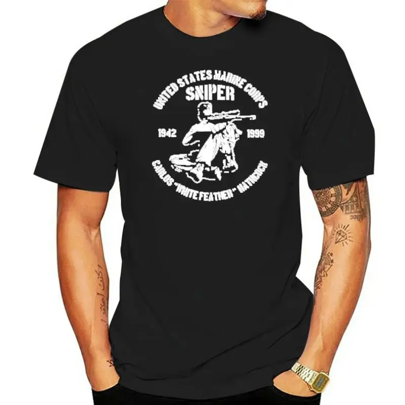 US Marine Corps USMC Vietnam War Sniper Carlos Hathcock White Feather T-shirt