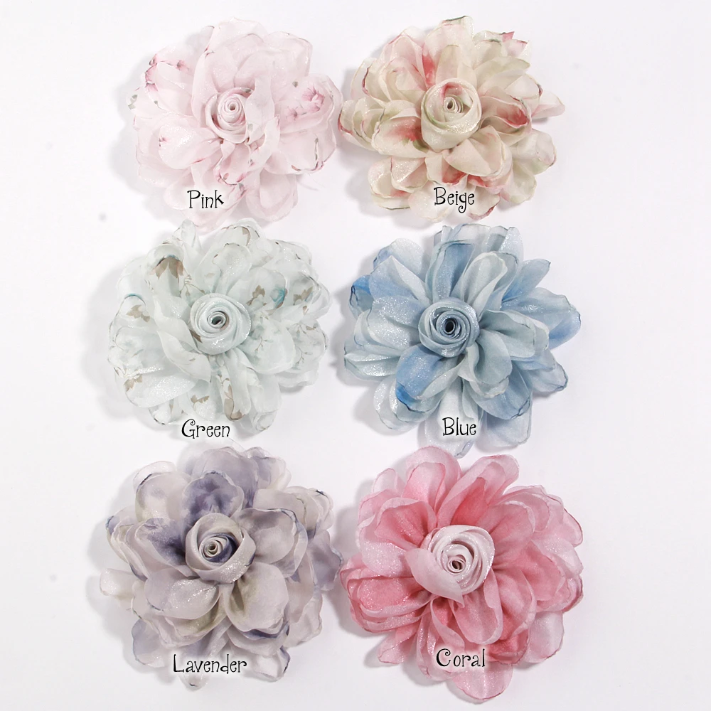 10cm Shiny Metallic Chiffon Rolled Flower Shabby Blossom Headwear Apparel Sewing Decoration Accessory