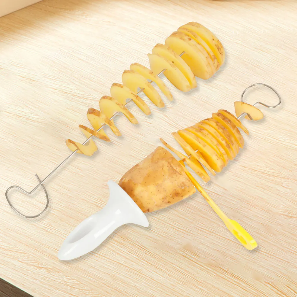 Spiral Potato Cutter with 4 Stainless Steel Sticks Tornado Potato Slicer Reusable Potato Twister Kitchen Accessories