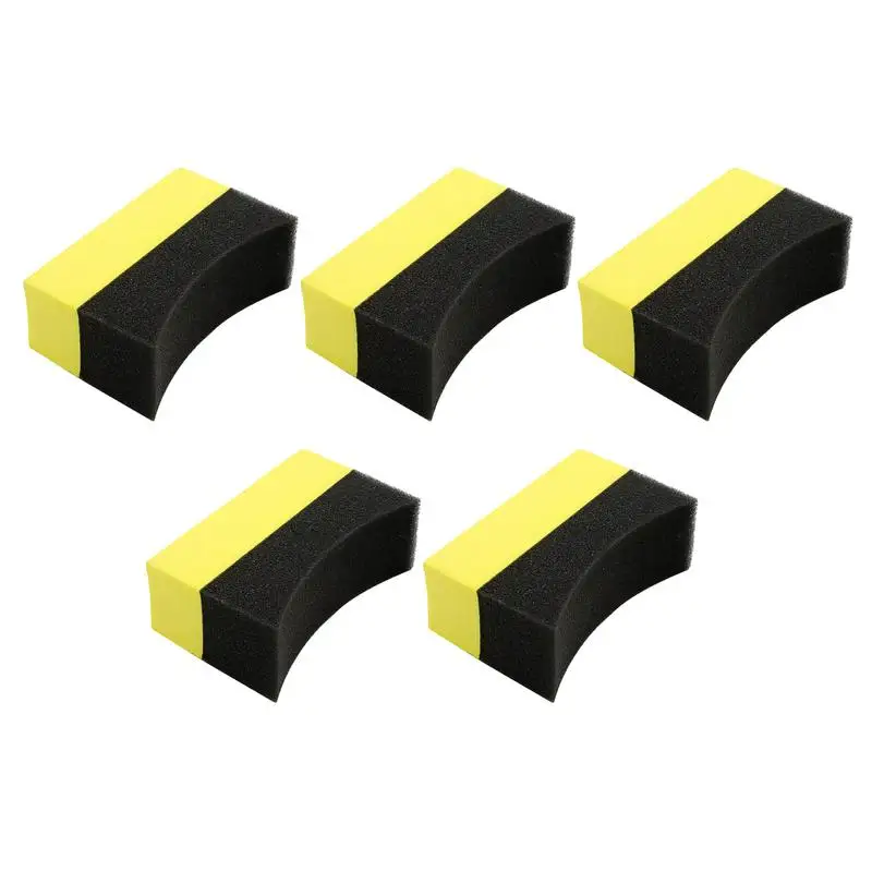 Professional Tire Shine Applicator Car Wheel Washer Curved Foam Sponge Automotive Tyre Tire Dressing Applicator 5Pcs